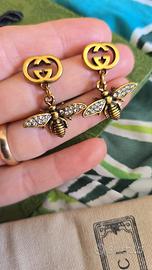 Orecchini firmati gucci oro con ape 3 cm