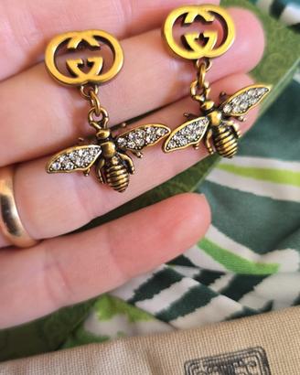 Orecchini firmati gucci oro con ape 3 cm