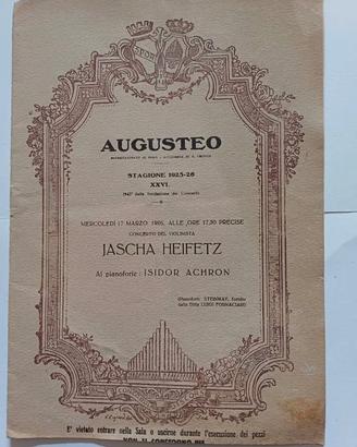 Teatro Augusteo Stagione 1925-26 JASCHA HEIFETZ
