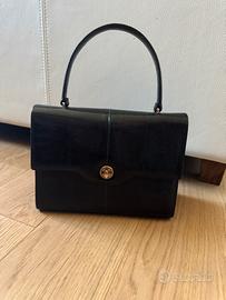 Borsa vintage nera in vera pelle di lucertola