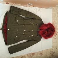 Parka verde e bordeaux con cappuccio donna 
