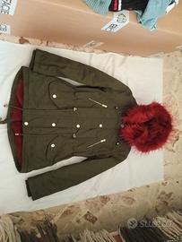 Parka verde e bordeaux con cappuccio donna 