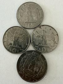 Quattro monete italiane da 1 e 2 lire 1940/42