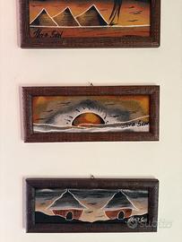 Trittico quadretti etnici in legno