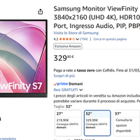 Monitor Samsung 32" 4K S70D - NUOVO SIGILLATO -