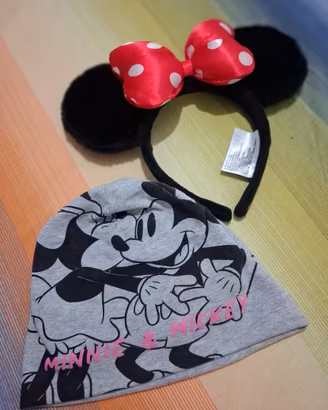 set berretto Minnie&Mickey e cerchietto Minnie 