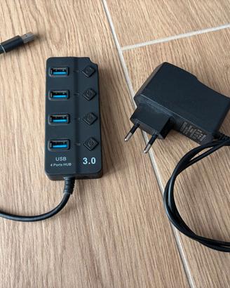 Hub USB 3.0 alimentato 4 porte con interruttori