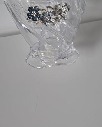 Porta ghiaccio in cristallo con decorazione fiori