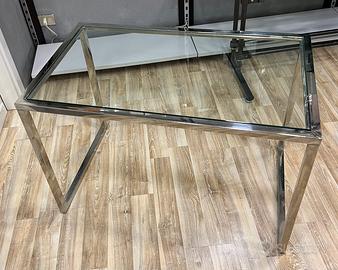 Tavolino acciaio lucido e vetro
