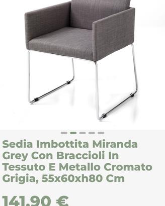 6 sedie grigio scuro tessuto Tomasucci grey