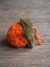Portachiavi Pompon Peluche Arancio e Verde