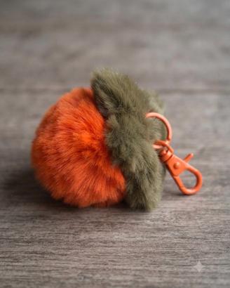 Portachiavi Pompon Peluche Arancio e Verde