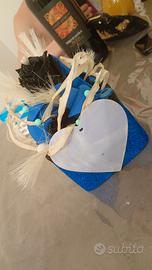 rosa nera stabilizzata  su base blu elettrico