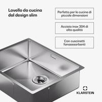 NUOVO Lavabo cucina acciaio inox 50x40cm