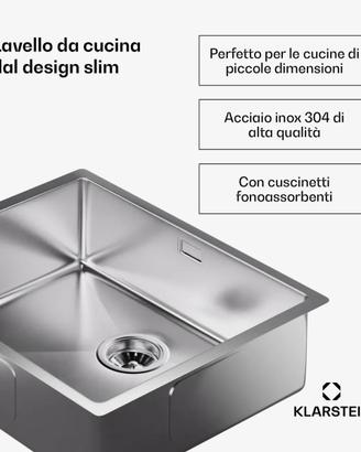 NUOVO Lavabo cucina acciaio inox 50x40cm
