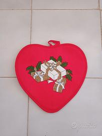 Presina Cuore Natale Feste Regali Bordata Cotone 