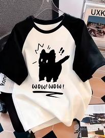 T-shirt Donna Gatto divertente stamm scritta casua