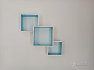 Mensole da Parete Quadrate Bianche e Blu