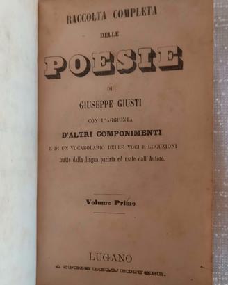 Libro Antico 1863 Poesie di Giuseppe Giusti
