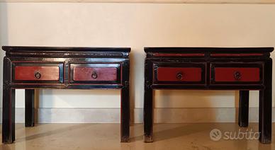 Coppia di tavolini o comodini antiquariato cinese