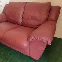 COPPIA DI DIVANI IN PELLE VERA COLORE BORDEAUX