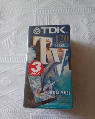 TDK TV 120 VHS Lotto 3 pezzi Vintage