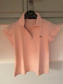 Polo manica corta Burberry rosa bambina taglia M