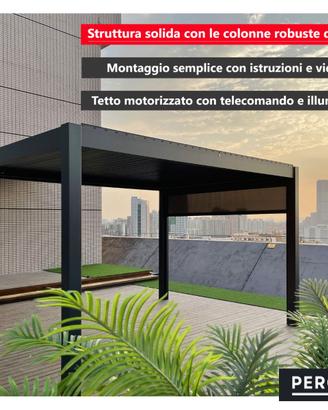 Pergola DELUXE PRO+ 4x3m Tetto Motorizzato con Led