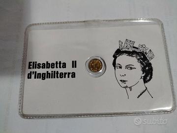 Elisabetta II monetina riproduzione oro 8 ka