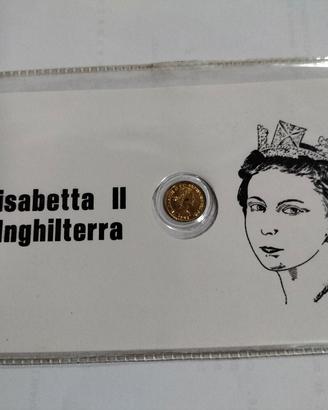 Elisabetta II monetina riproduzione oro 8 ka