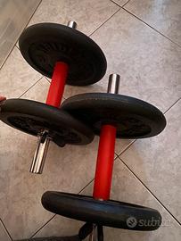 Pesi in ghisa Barbell 1 2 5 kg e manubrio