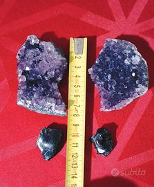 2 Druse Ametista e 2 Ossidiane