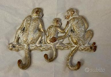 Attaccapanni in bronzo 3 scimmie