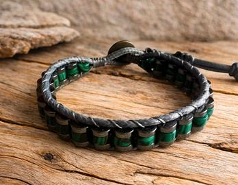 bracciale artigianale malachite e ematite 
