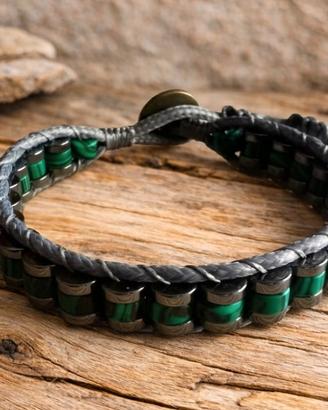 bracciale artigianale malachite e ematite 