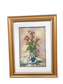 Quadro olio su tela Pietro Sabbatini vaso di fiori