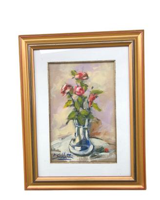 Quadro olio su tela Pietro Sabbatini vaso di fiori