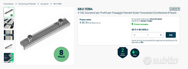 Fotovoltaico - giunzioni per profili per fissaggio