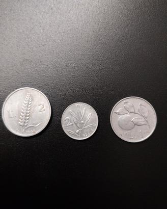 lotto 3 monete da 1be 2 lire 