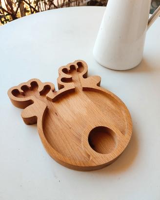 Vassoio Aperitivo in Legno Design Renna Natalizia