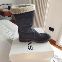 STIVALI IN PELLE COLORE BLU JEANS