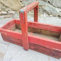 Cassetta in legno vintage colore rosso 