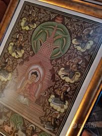 Dipinto Tradizionale Birmano su sabbia. Budda e St