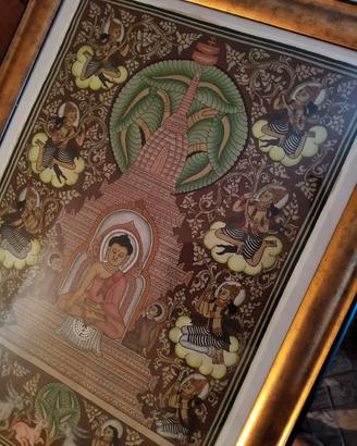 Dipinto Tradizionale Birmano su sabbia. Budda e St