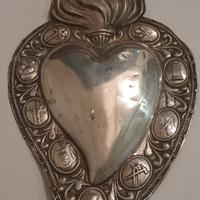 Ex voto cuore antico argento 800 di fine Ottocento