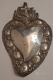 Ex voto cuore antico argento 800 di fine Ottocento