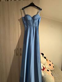 Abito da cerimonia lungo di raso donna  azzurro Na