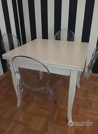 Tavolo bianco quadrato allungabile 40 x40