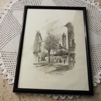 Quadro dipinto ad acquerello e china