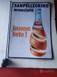 INSEGNA VINTAGE IN  METALLO ARANCIATA S.PELLEGRINO